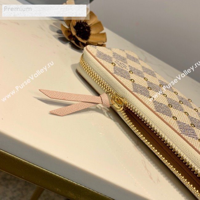 Louis Vuitton Damier Azur Canvas Studded Clemence Long Zipped Wallet N60252 2019 (LVSJ-9070830)