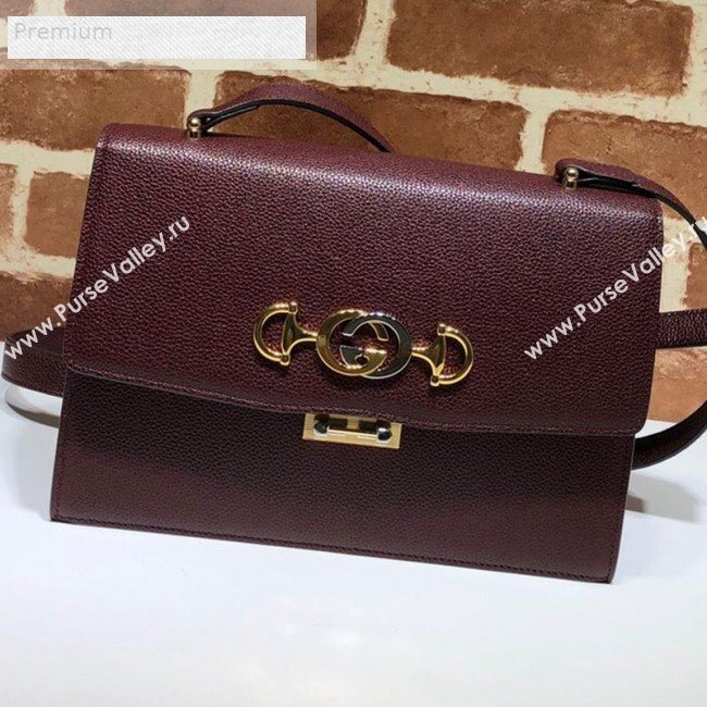 Gucci Zumi Grainy Leather Small Shoulder Bag 576388 Burgundy 2019 (DLH-9070839)