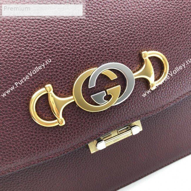 Gucci Zumi Grainy Leather Small Shoulder Bag 576388 Burgundy 2019 (DLH-9070839)