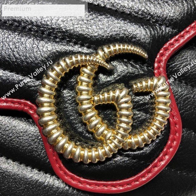 Gucci GG Diagonal Marmont Leather Mini Chain Bag 573807 Black 2019 (DLH-9070844)