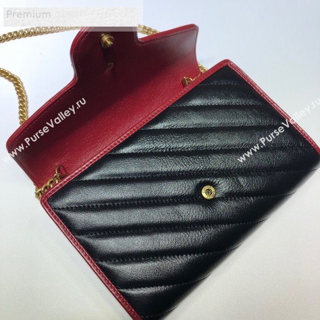 Gucci GG Diagonal Marmont Leather Mini Chain Bag 573807 Black 2019 (DLH-9070844)