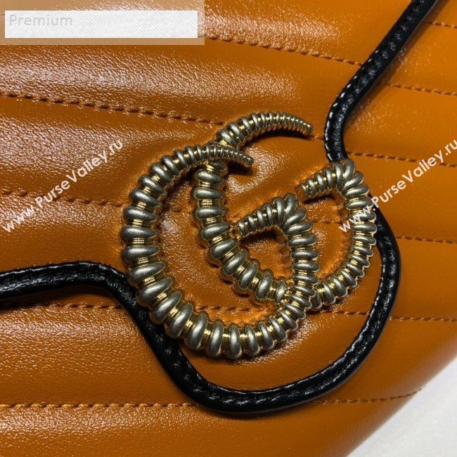 Gucci GG Diagonal Marmont Leather Mini Chain Bag 573807 Cognac 2019 (DLH-9070845)
