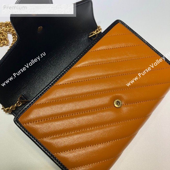 Gucci GG Diagonal Marmont Leather Mini Chain Bag 573807 Cognac 2019 (DLH-9070845)