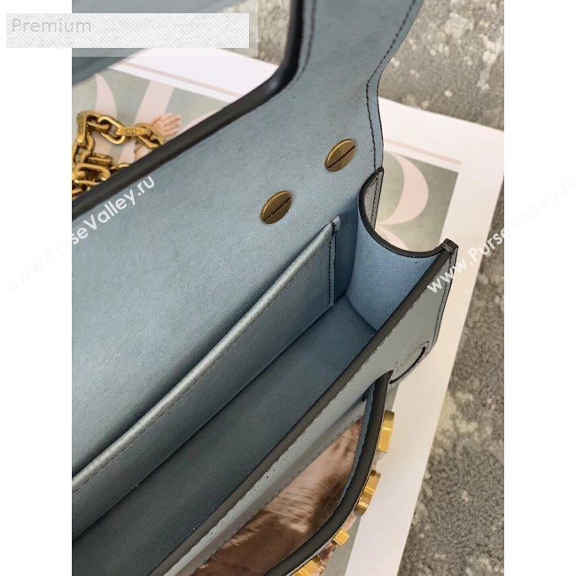 Dior JAdior Mini Flap Chain Bag in Palm Grained Leather Dusty Blue 2019 (XXG-9070858)