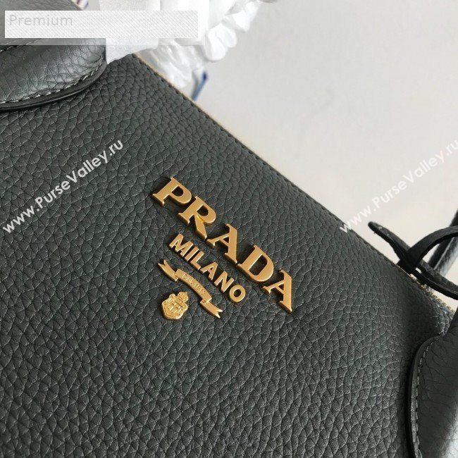 Prada Grained Soft Calf Leather Top Handle Bag 1BA157 Grey 2019 (PYZ-9070863)