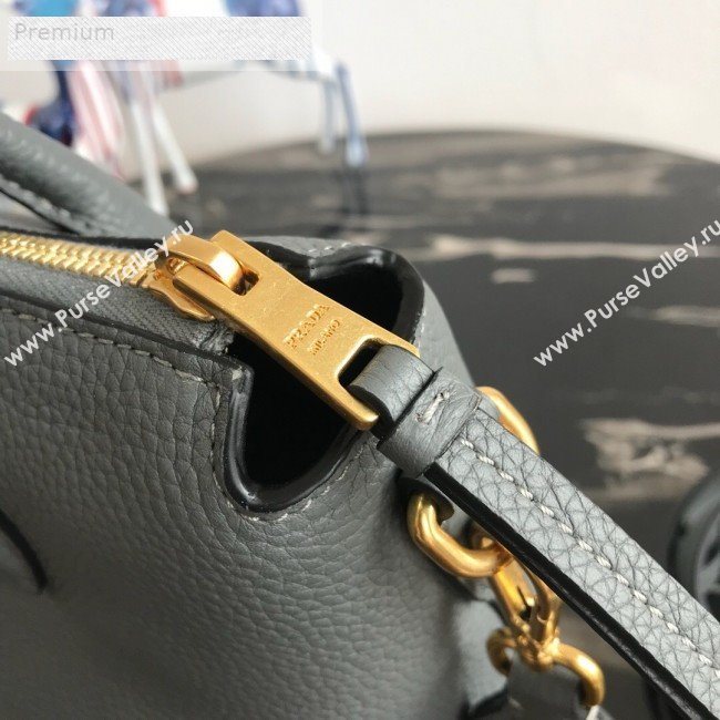 Prada Grained Soft Calf Leather Top Handle Bag 1BA157 Grey 2019 (PYZ-9070863)