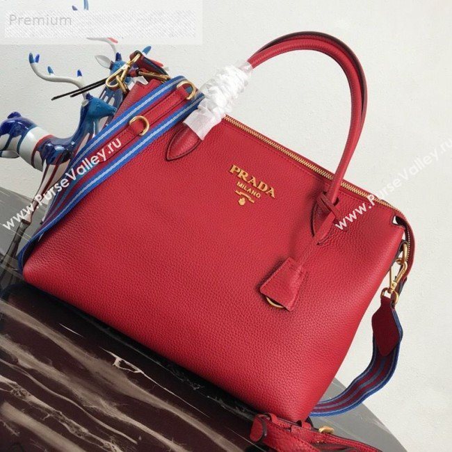 Prada Grained Soft Calf Leather Top Handle Bag 1BA157 Red 2019 (PYZ-9070864)