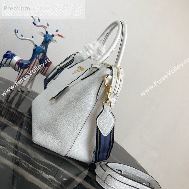 Prada Grained Soft Calf Leather Top Handle Bag 1BA157 White 2019 (PYZ-9070865)