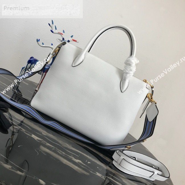 Prada Grained Soft Calf Leather Top Handle Bag 1BA157 White 2019 (PYZ-9070865)