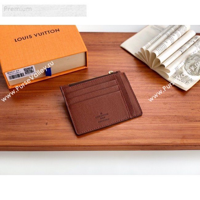 Louis Vuitton Monogram Canvas Porte Cartes Double Zipped Card Holder M66531 Brown 2019 (LVSJ-9071258)