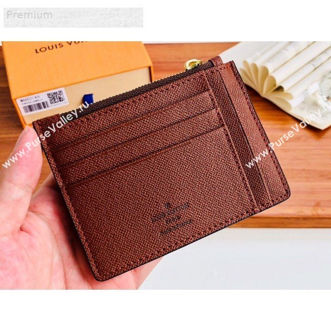 Louis Vuitton Monogram Canvas Porte Cartes Double Zipped Card Holder M66531 Brown 2019 (LVSJ-9071258)