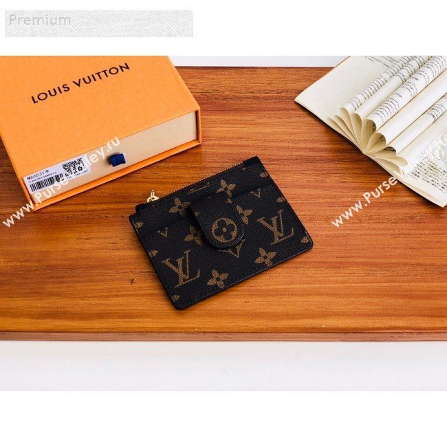 Louis Vuitton Monogram Canvas Porte Cartes Double Zipped Card Holder M66531 Black 2019 (LVSJ-9071260)