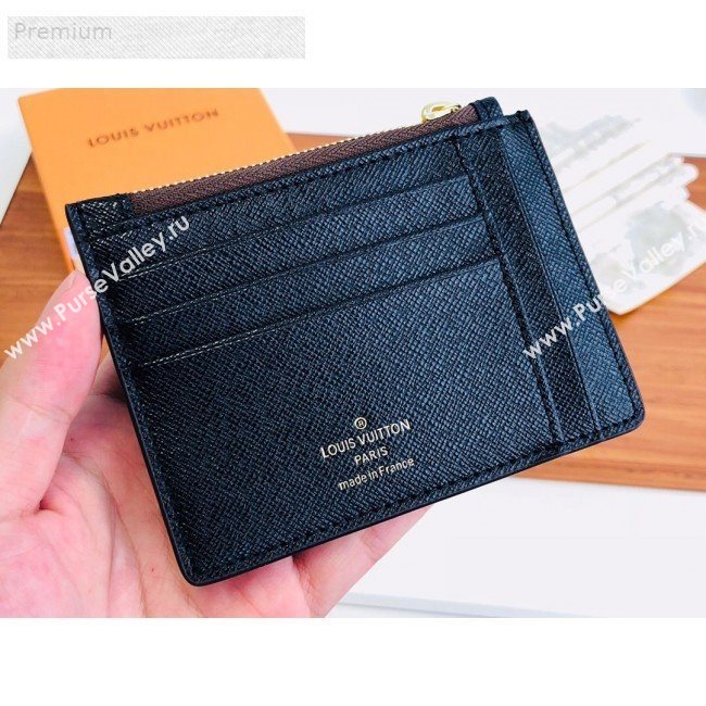 Louis Vuitton Monogram Canvas Porte Cartes Double Zipped Card Holder M66531 Black 2019 (LVSJ-9071260)