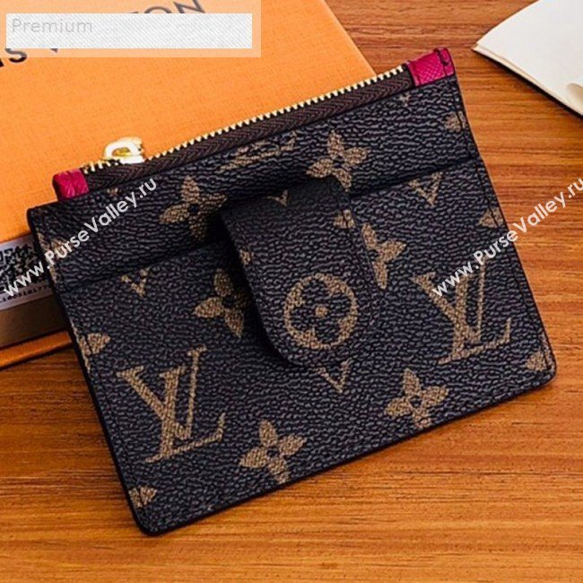 Louis Vuitton Monogram Canvas Porte Cartes Double Zipped Card Holder M66531 Fushia 2019 (LVSJ-9071261)