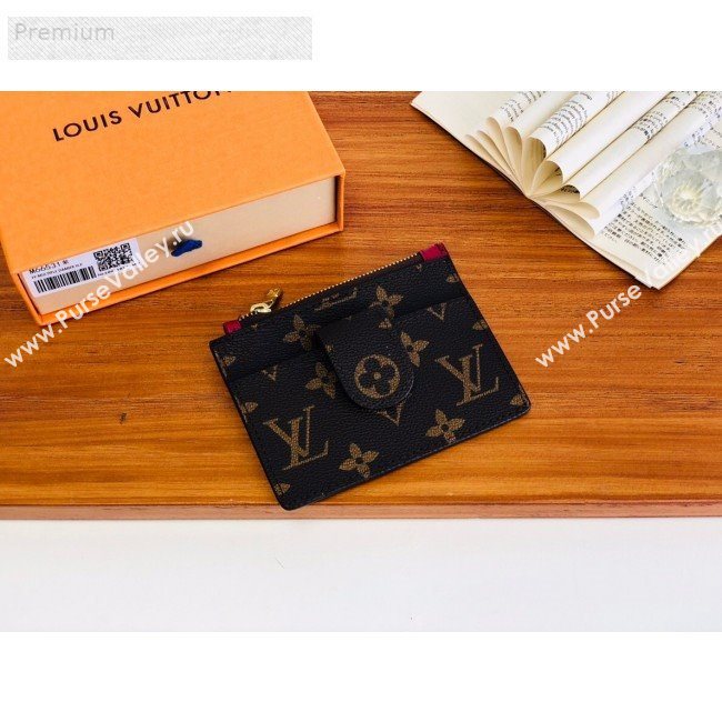 Louis Vuitton Monogram Canvas Porte Cartes Double Zipped Card Holder M66531 Fushia 2019 (LVSJ-9071261)