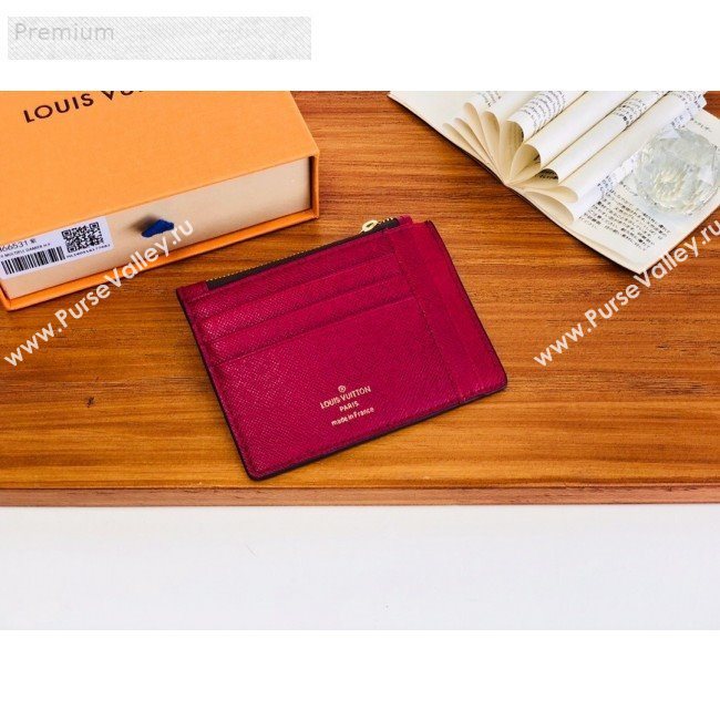 Louis Vuitton Monogram Canvas Porte Cartes Double Zipped Card Holder M66531 Fushia 2019 (LVSJ-9071261)