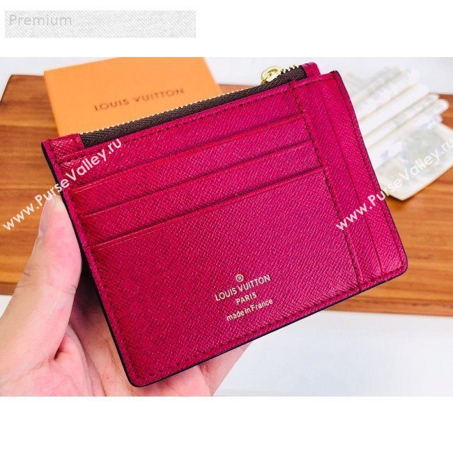 Louis Vuitton Monogram Canvas Porte Cartes Double Zipped Card Holder M66531 Fushia 2019 (LVSJ-9071261)