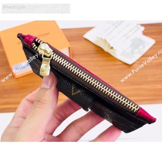 Louis Vuitton Monogram Canvas Porte Cartes Double Zipped Card Holder M66531 Fushia 2019 (LVSJ-9071261)