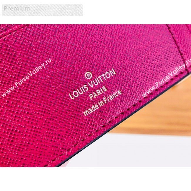 Louis Vuitton Monogram Canvas Porte Cartes Double Zipped Card Holder M66531 Fushia 2019 (LVSJ-9071261)
