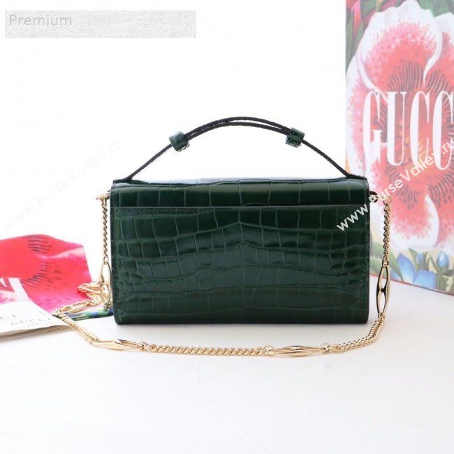 Gucci Zumi Crocodile Embossed Leather Mini Shoulder Bag 564718 Green 2019 (JM-9071307)
