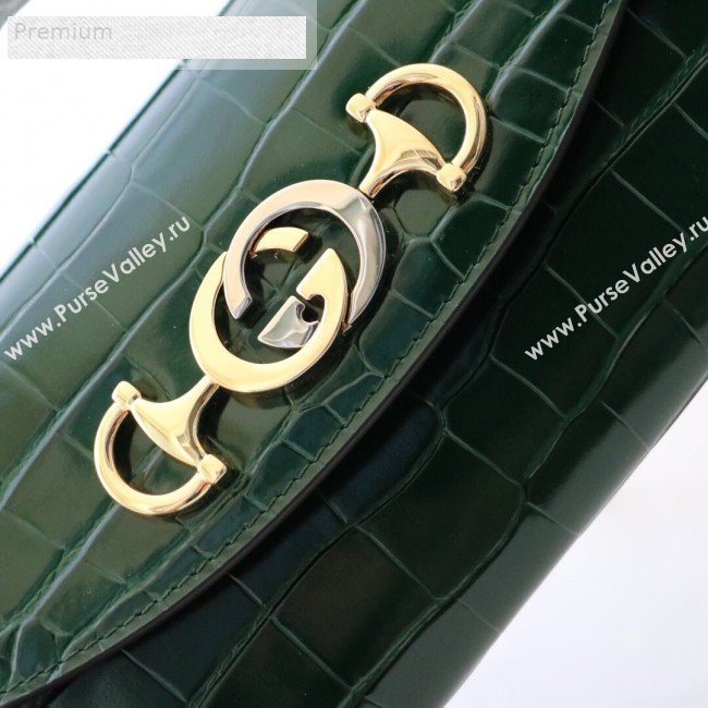 Gucci Zumi Crocodile Embossed Leather Mini Shoulder Bag 564718 Green 2019 (JM-9071307)
