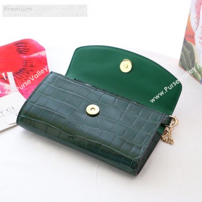 Gucci Zumi Crocodile Embossed Leather Mini Shoulder Bag 564718 Green 2019 (JM-9071307)