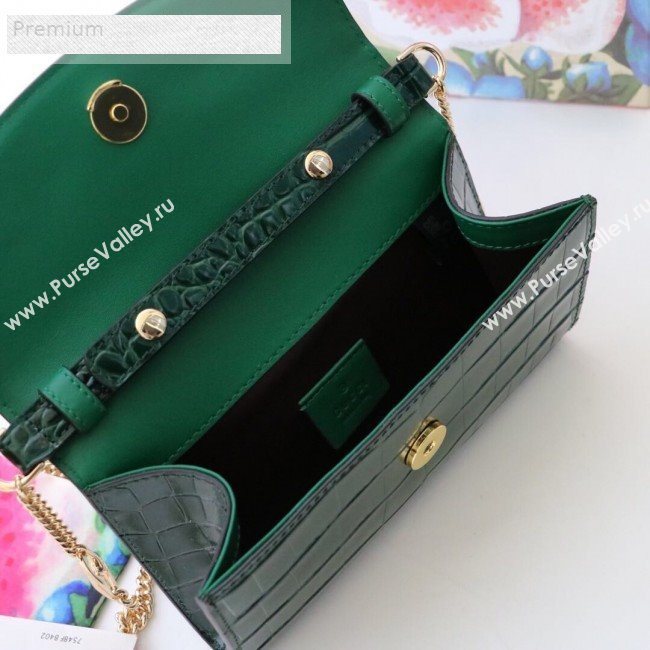 Gucci Zumi Crocodile Embossed Leather Mini Shoulder Bag 564718 Green 2019 (JM-9071307)