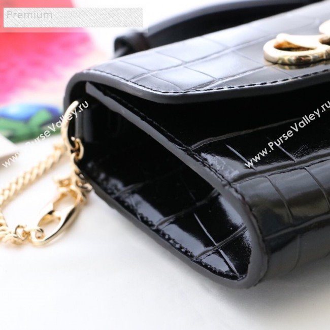 Gucci Zumi Crocodile Embossed Leather Mini Shoulder Bag 564718 Black 2019 (JM-9071308)