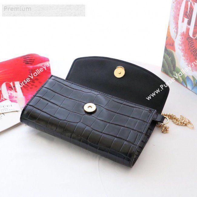 Gucci Zumi Crocodile Embossed Leather Mini Shoulder Bag 564718 Black 2019 (JM-9071308)