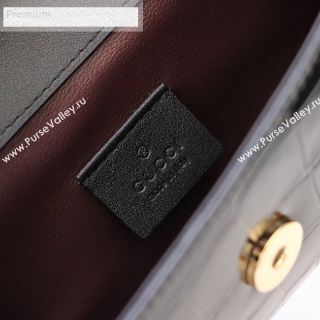 Gucci Zumi Crocodile Embossed Leather Small Shoulder Bag 572375 Black 2019 (JM-9071310)