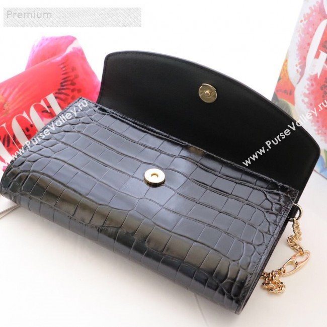 Gucci Zumi Crocodile Embossed Leather Small Shoulder Bag 572375 Black 2019 (JM-9071310)