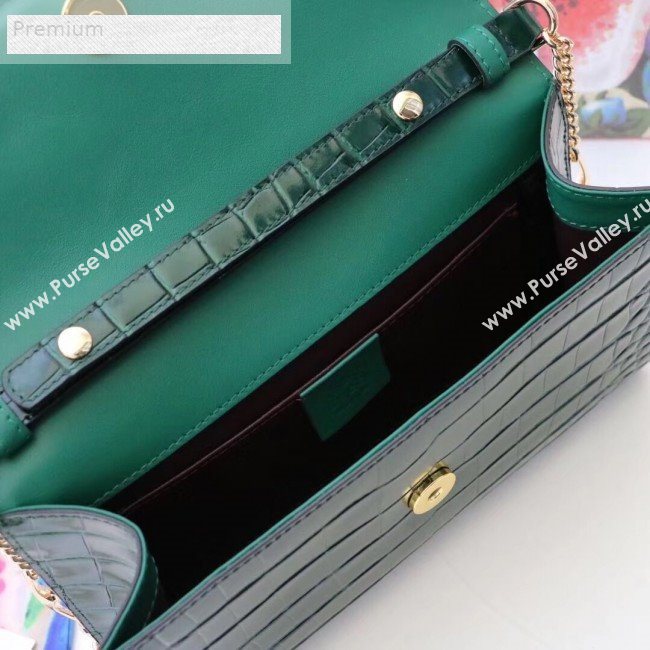 Gucci Zumi Crocodile Embossed Leather Small Shoulder Bag 572375 Green 2019 (JM-9071309)