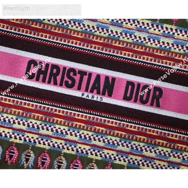 Dior Book Tote in Embroidered Canvas Green/Pink 2019 (XXG-9071322)