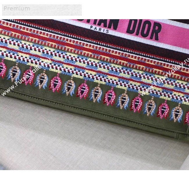 Dior Book Tote in Embroidered Canvas Green/Pink 2019 (XXG-9071322)