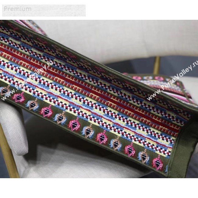 Dior Book Tote in Embroidered Canvas Green/Pink 2019 (XXG-9071322)