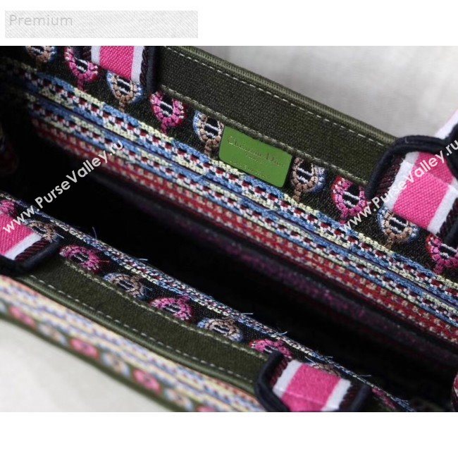 Dior Book Tote in Embroidered Canvas Green/Pink 2019 (XXG-9071322)