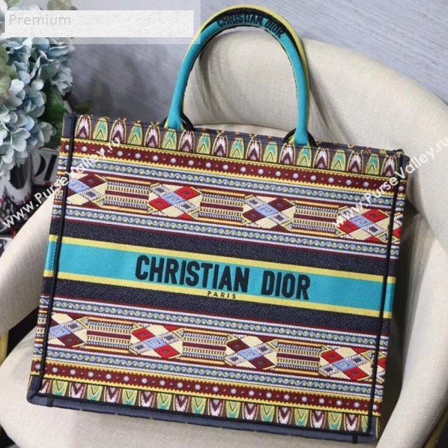 Dior Book Tote in Embroidered Canvas Turquoise 2019 (XXG-9071323)