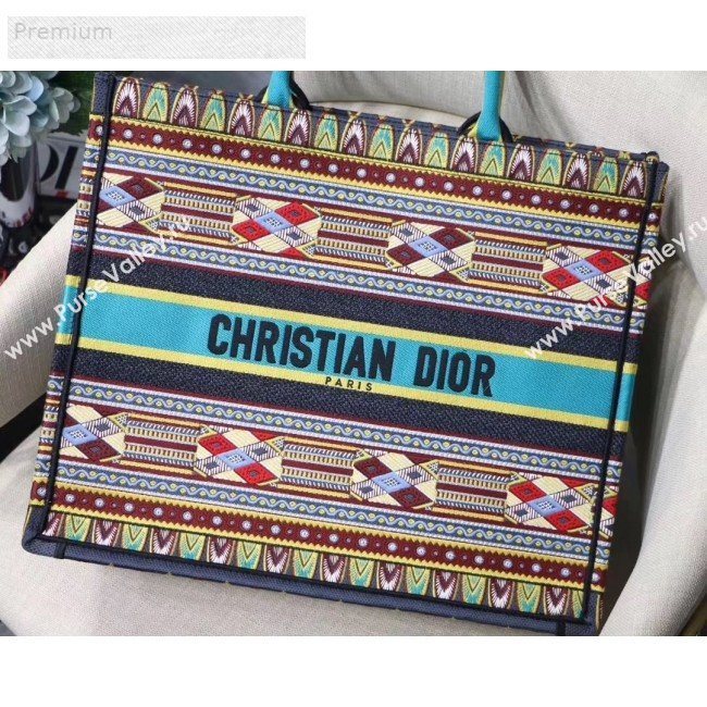 Dior Book Tote in Embroidered Canvas Turquoise 2019 (XXG-9071323)