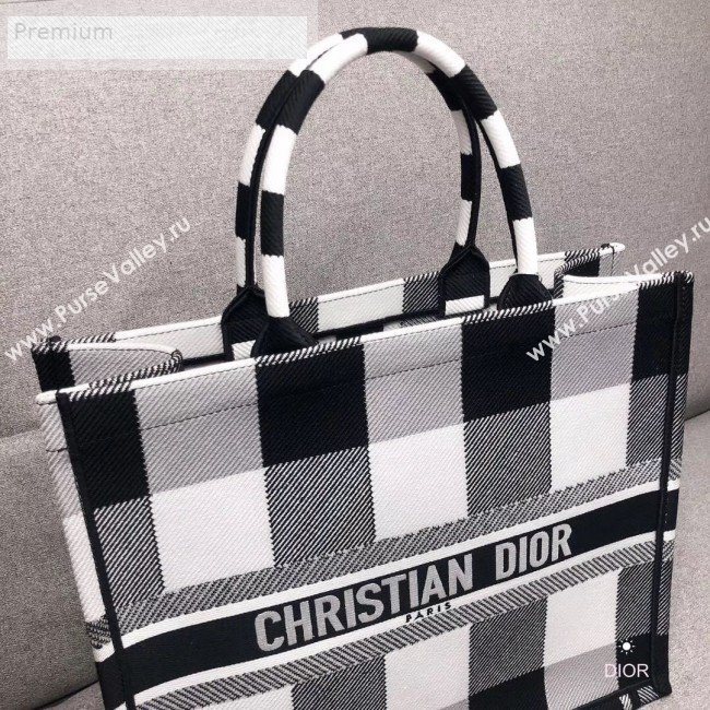 Dior Book Tote in Checker Embroidered Canvas Black/White/Grey 2019 (HENGL-9071324)