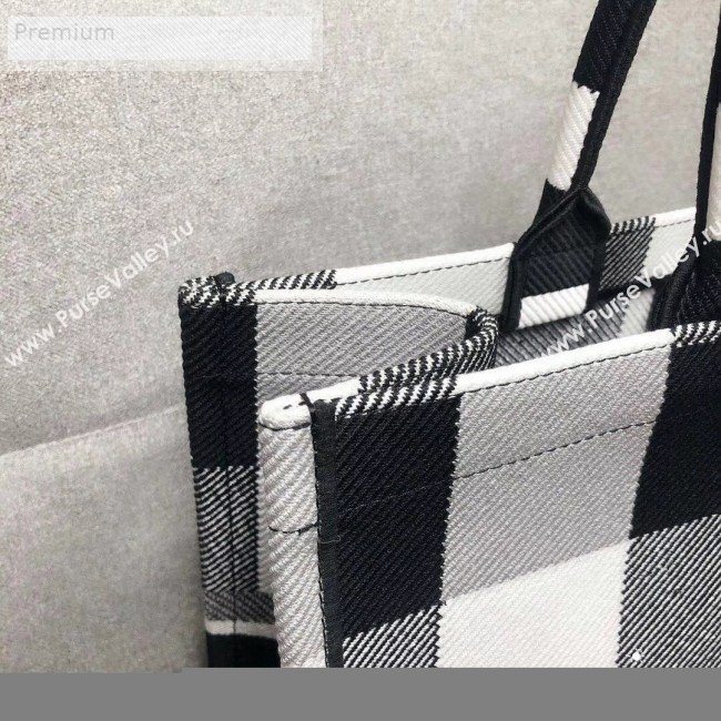 Dior Book Tote in Checker Embroidered Canvas Black/White/Grey 2019 (HENGL-9071324)