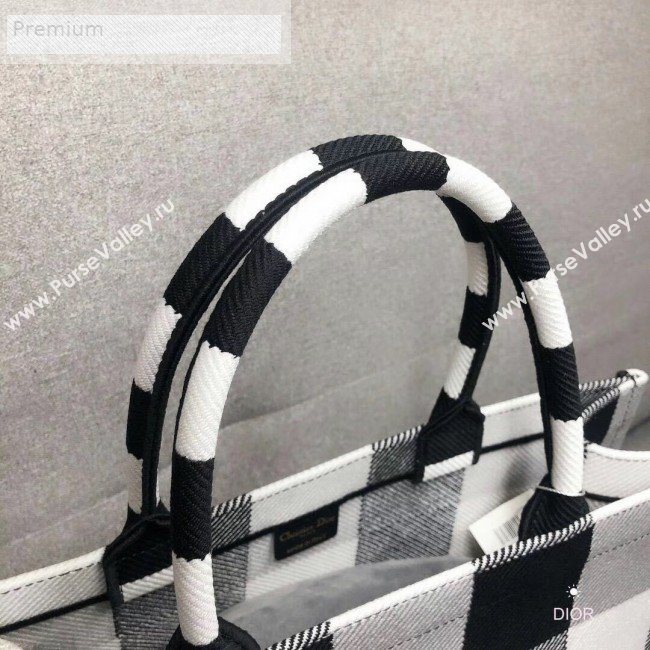 Dior Book Tote in Checker Embroidered Canvas Black/White/Grey 2019 (HENGL-9071324)