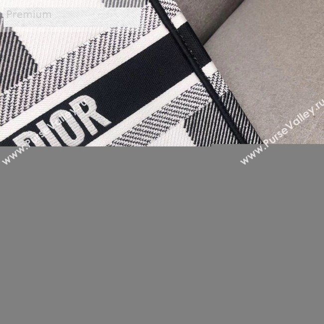 Dior Book Tote in Checker Embroidered Canvas Black/White/Grey 2019 (HENGL-9071324)