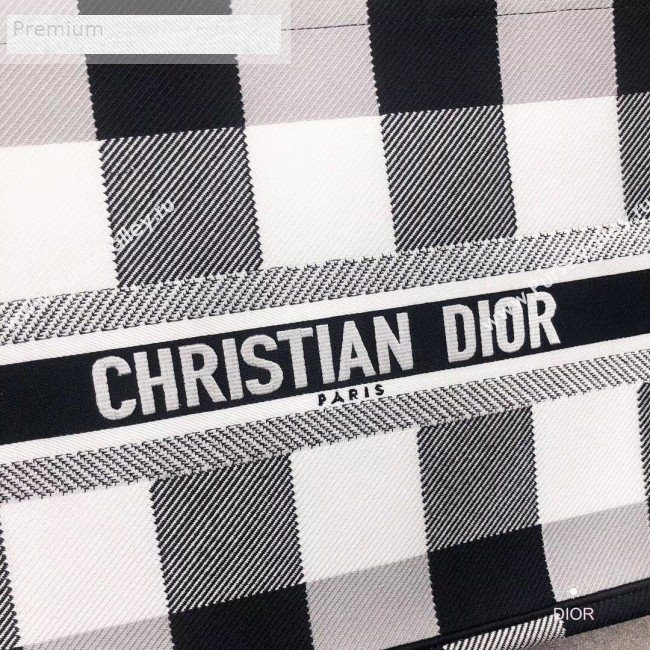 Dior Book Tote in Checker Embroidered Canvas Black/White/Grey 2019 (HENGL-9071324)