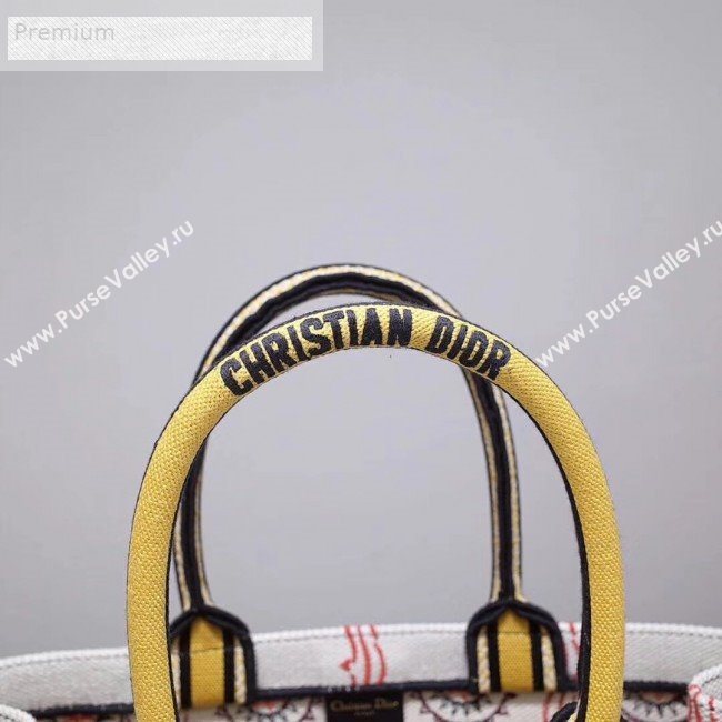 Dior Book Tote in Geometric Embroidered Canvas Yellow 2019 (HENGL-9071326)