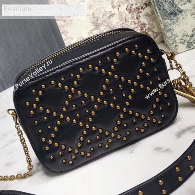 Dior Lady Dior Studded Lambskin Camera Case Shoulder Bag Black 2019 (LI-9071330)