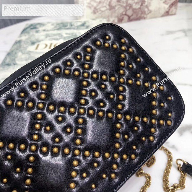 Dior Lady Dior Studded Lambskin Camera Case Shoulder Bag Black 2019 (LI-9071330)