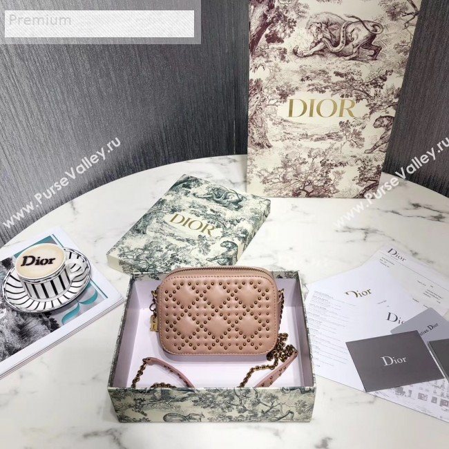 Dior Lady Dior Studded Lambskin Camera Case Shoulder Bag Nude 2019 (LI-9071331)