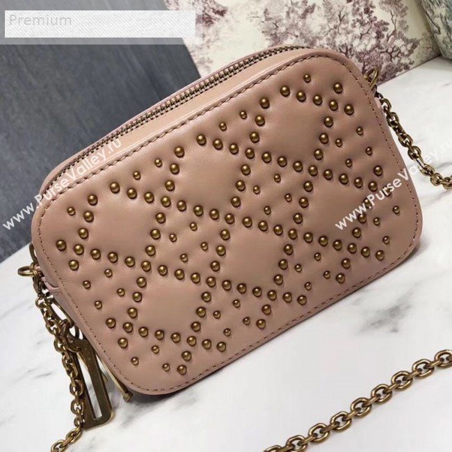 Dior Lady Dior Studded Lambskin Camera Case Shoulder Bag Nude 2019 (LI-9071331)