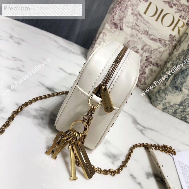 Dior Lady Dior Studded Lambskin Camera Case Shoulder Bag White 2019 (LI-9071334)