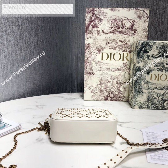 Dior Lady Dior Studded Lambskin Camera Case Shoulder Bag White 2019 (LI-9071334)